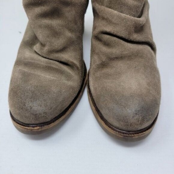 Bos & Co Barlow Back Lace Leather Suede Distressed Ankle Heeled boots Taupe Tan - Picture 12 of 16